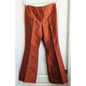 Doncaster Collection Silk Copper Metallic Brown Flared Leg Dress Pant Women Sz 8